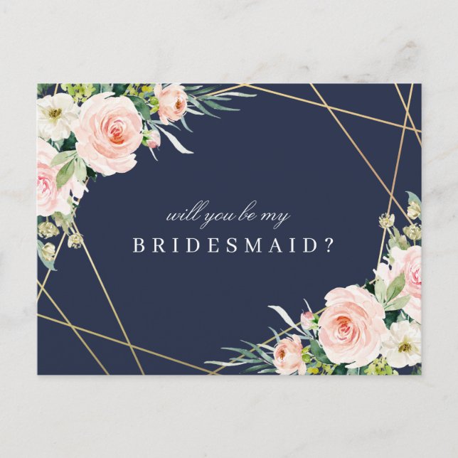 marine & blush floral serez-vous ma carte de demoi (Devant)