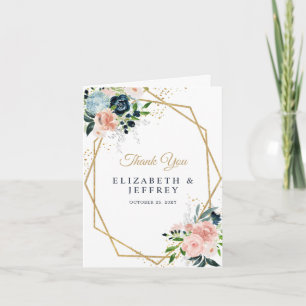 Marine Blush Gold Floral Carte de remerciements gé