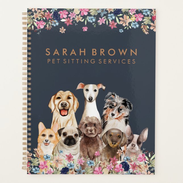 Marine Brown Cute Chien Groomer Petite entreprise (Devant)