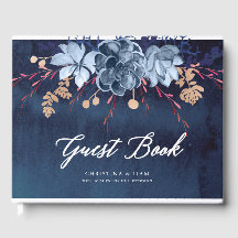 Marine Chalkboard Floral Mariage Livre d'or