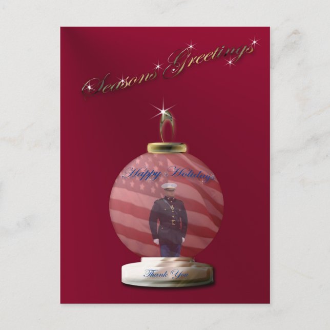 Marine Christmas Ornament Postcard Feiertagspostkarte (Vorderseite)