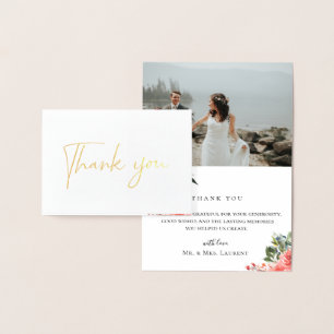 Marine Coral Floral Mariage Photo Carte de remerci