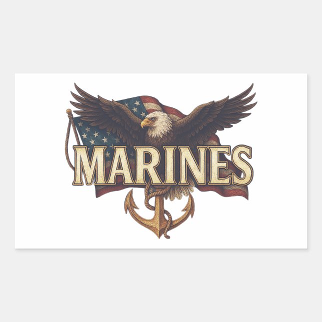 Marine Corps Veteran Logo Emblem Rechteckiger Aufkleber (Vorderseite)