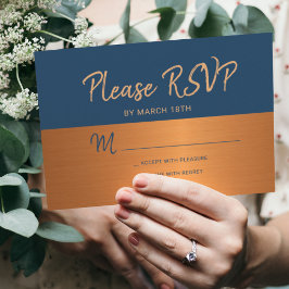 Marine cuivre tendance typographie mariage rsvp