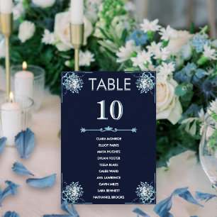 Marine & Dusty Blue Floral Numéro de table Liste d