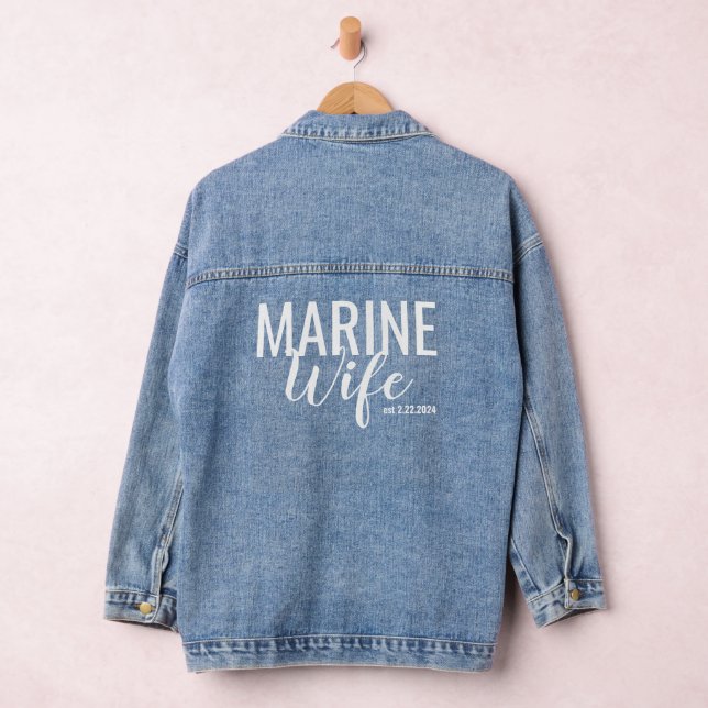 Marine Ehefrau Minimalistische Skripte Jeansjacke (Hangar)