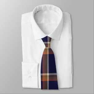 Marine et Auburn Orange Plaid Cravate