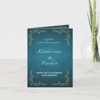 Marine et Blanc Élégant Mariage Invitation Portrai