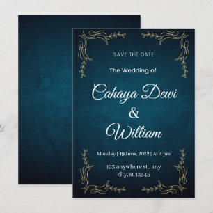 Marine et Blanc Élégant Mariage Invitation Portrai