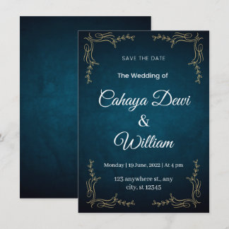 Marine et Blanc Élégant Mariage Invitation Portrai