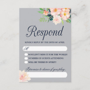 Marine et Blush Floral Wedding RSVP