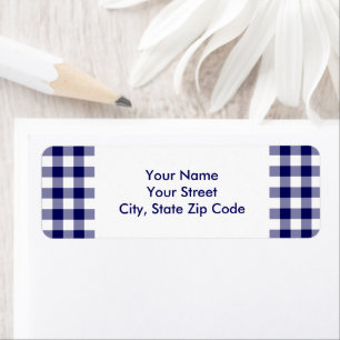 Marine et étiquette de adresse blanc de motif de