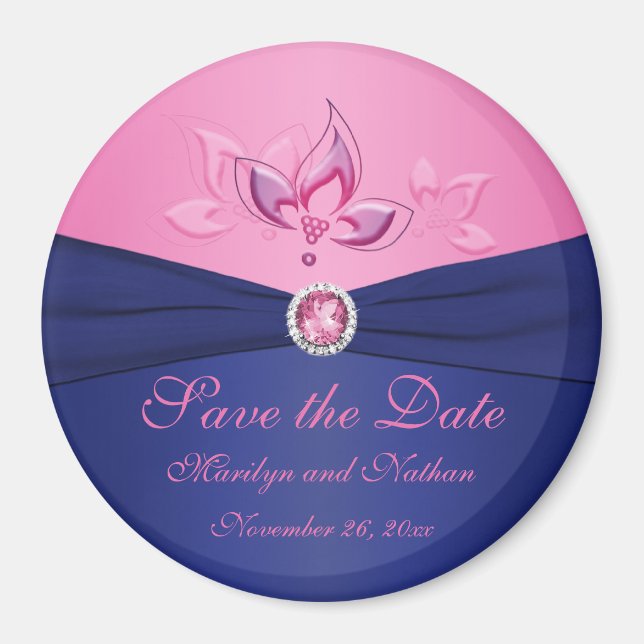 Marine et mariage rose Favor Magnet (Devant)