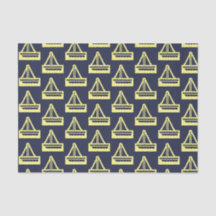 Marine et papier de soie de soie jaune de voilier