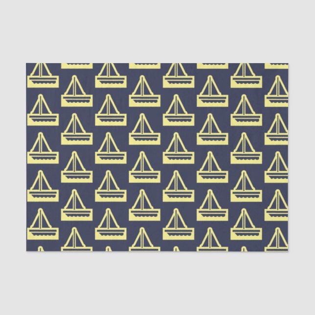 Marine et papier de soie de soie jaune de voilier (Recto)