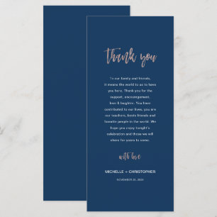 Marine et Rose Gold Glam Chic Mariage Carte de rem
