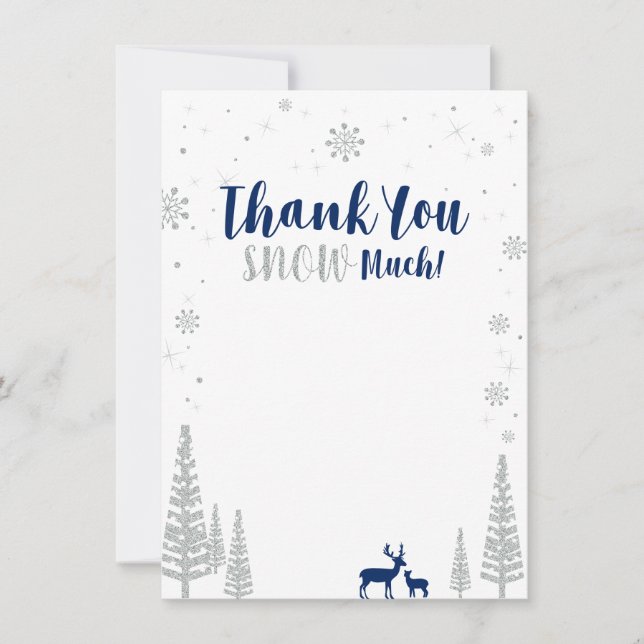 Marine et Silver Winter Wonderland Carte de remerc (Devant)