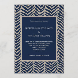 Marine et Taupe Herringbone Faire-part de mariage
