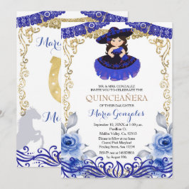 Marine Fleurs bleues or Quinceanera Invitation