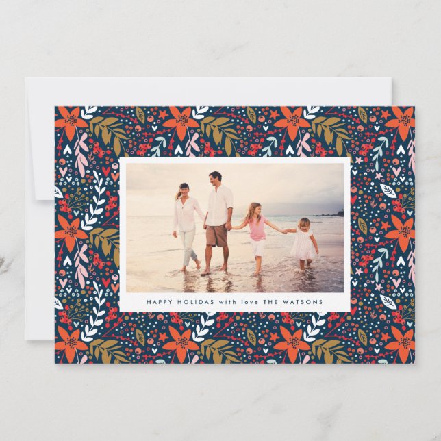 Marine Floral Noël Joli Carte photo de vacances (Devant)