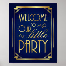 Marine Gold Art Déco BIENVENUE À NOTRE PETITE FÊTE