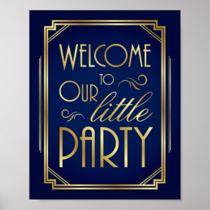 Marine Gold Art Déco BIENVENUE À NOTRE PETITE FÊTE