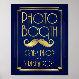 Marine-Gold-Art-Déco-PHOTOBOOTH-Schild-Druck Poster