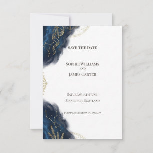 Marine-Gold-Barock-Karte zur Vorabanzeige des Hoch Save The Date