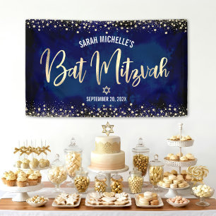 Marine Gold Bat Mitzwa Moderne Folien Glitter Schr Banner