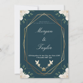 Marine, Gold, Drehbuch, Bouquet, Save the Date Einladung