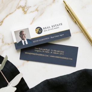 Marine Gold Home Logo Eleganter Immobilienmakler Mini Visitenkarte