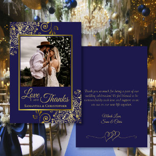 Marine & Gold Love & Merci Photo & Note Mariage