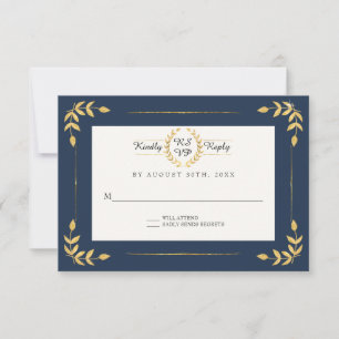 Marine Gold RSVP Moderne Feuille de laurier Foliti