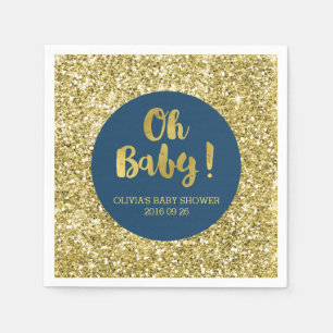 Marine-GoldGlitzerconfetti-oh Baby-Baby-Dusche Serviette