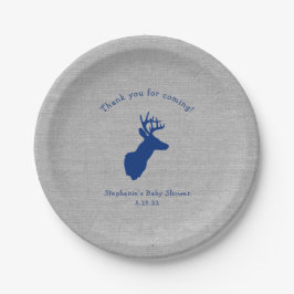 Marine-grauer Dollar-Babypartydekor, oh Rotwild Pappteller