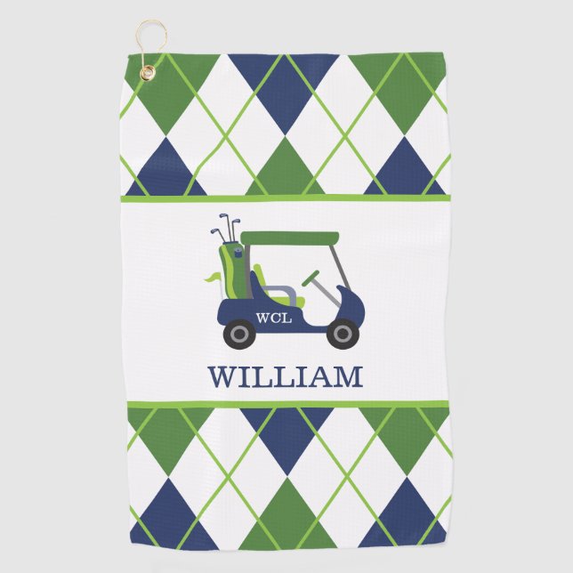 Marine & Green Golf Panier Monogram Golf Serviette (Devant)