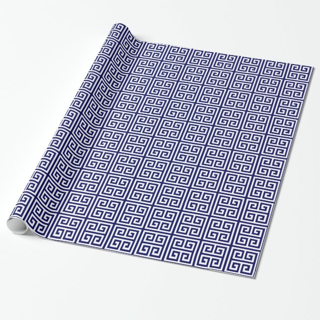 Marine-großer griechischer Schlüsseldruck Geschenkpapier (Ungerollt)
