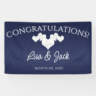 Marine Hochzeitsbanner Elegante Weiße Herzen Banner