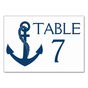 Marine Hochzeitstisch Nummer Navy Anker Strand Tischnummer