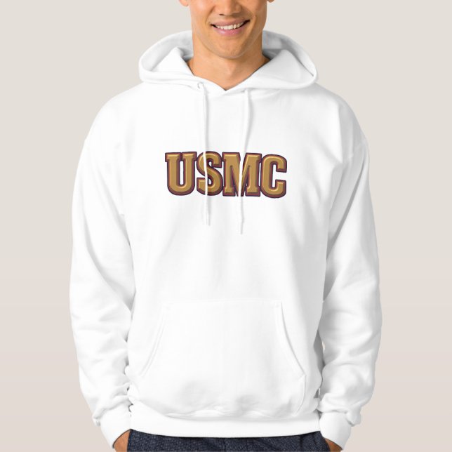 Marine Hoodie with bold embossed text "USMC" (Vorderseite)