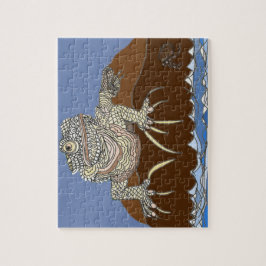 Marine Iguana auf dem Felsen mit Hermit Crab