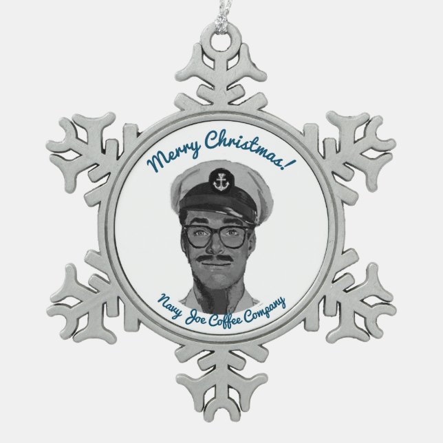 Marine Joe Coffee Weihnachtsschmuck Schneeflocken Zinn-Ornament (Vorderseite)