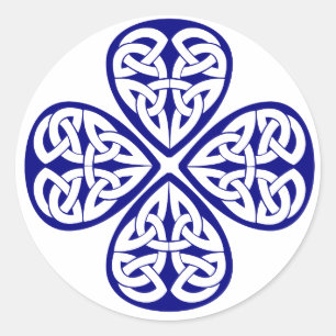 Marine-Kleeblatt Celticknoten Runder Aufkleber