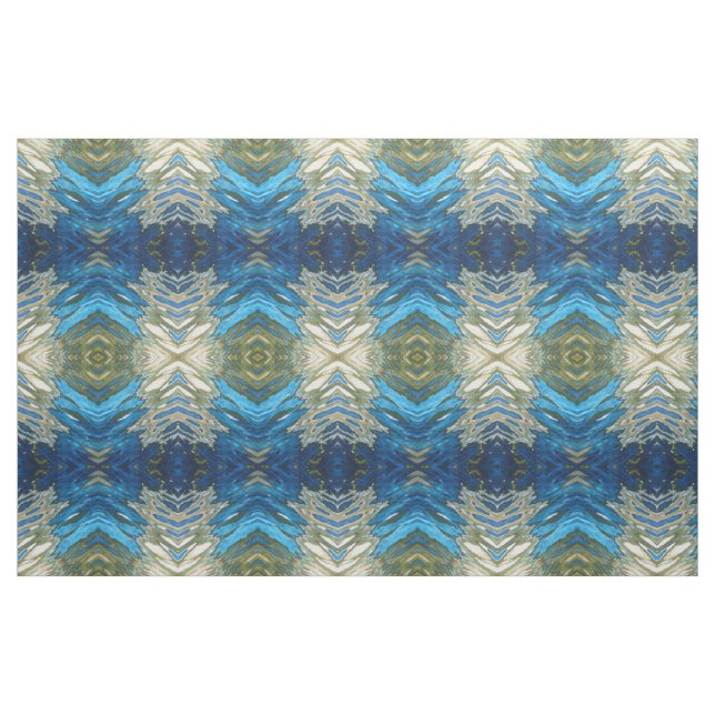 Marine-Kobalt-Olivgrün u. SahneIkat Boho Gewebe Stoff (Fat Quarter (45,7 x 55,9 cm))