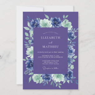 Marine Lavendel Blumen Hochzeit Einladung