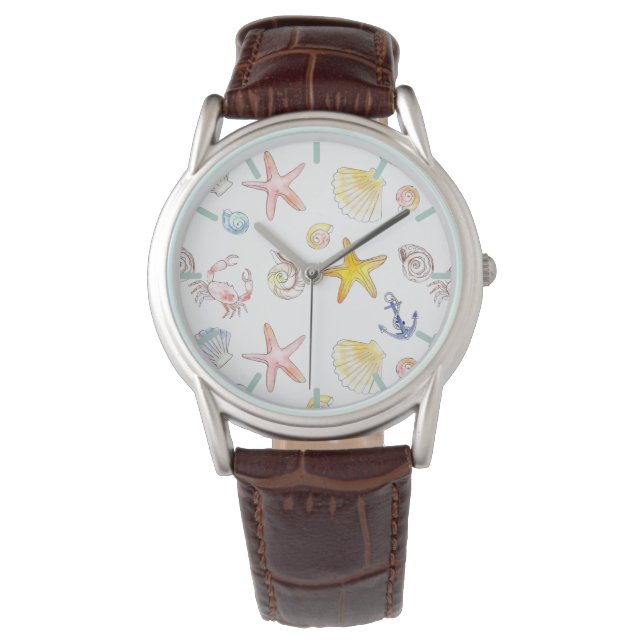 Marine Life & Anchors Armbanduhr (Vorderseite)