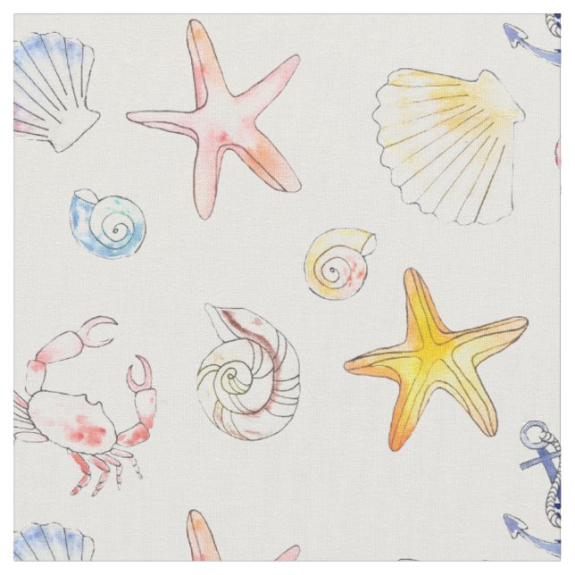 Marine Life & Anchors Stoff (Nahaufnahme)