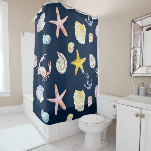 Marine Life & Ancres (foncé) Douche rideau