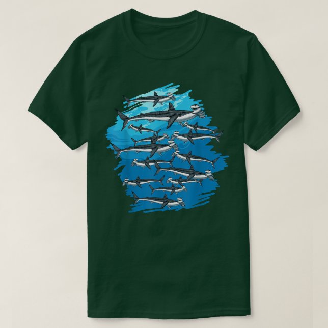 Marine Life Animal Underwater Swarm Hammerhead Sha T-Shirt (Design vorne)
