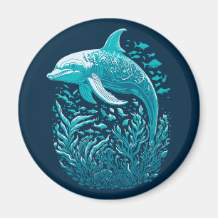 Marine Life Art Dolphin-Grafikdesign Magnet